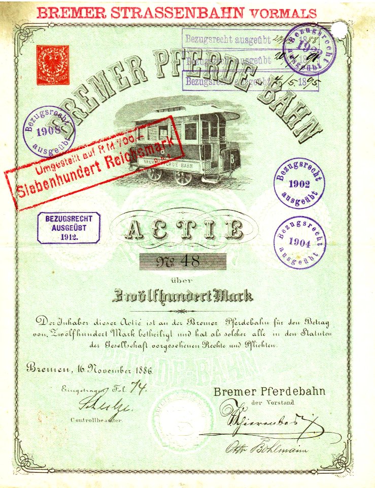 Bremer Pferde-Bahn 1876