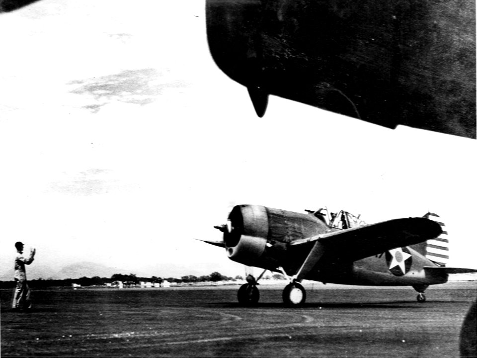 Brewster F2A-3 preparing for takeoof at MCAS Ewa1942