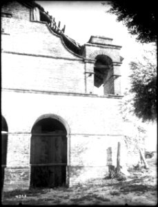 Brick construction on the fachada of Mission San Antonio de Padua, California, ca.1906 (CHS-4369) photo