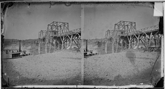 Bridge across the Tennessee River, built by troops Oct. 1863. - NARA - 525016 photo