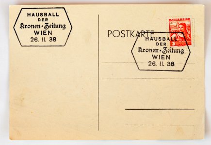 Briefmarke Österreich Burgenland Hausball der Kronenzeitung Wien 1938-02-30