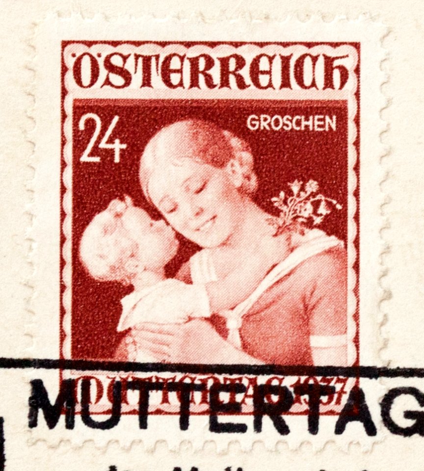 Briefmarke Österreich 1937 Muttertag Ersttagsausgabe b