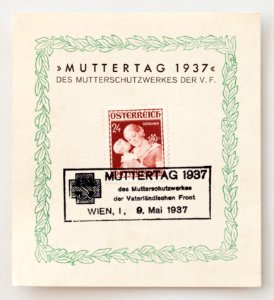 Briefmarke Österreich 1937 Muttertag ERsttagsausgabe photo