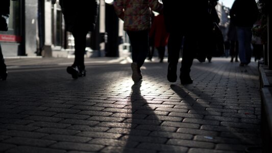 People walk gray walking
