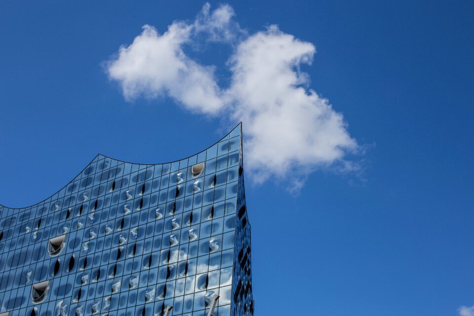 Clouds blue sky facade