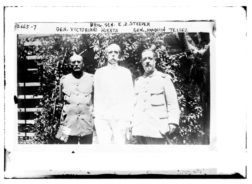 Brig. Gen. E.Z. Steever, Gen. V. Huerta, Gen. Joaquin Tellez LCCN2014692784