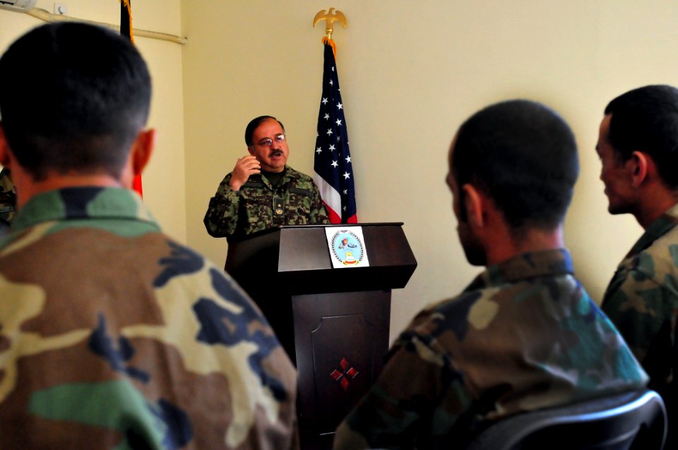 Brig. Gen. Abdu Wahab, Chief of Staff of the Afghan National Army Air Corps, gives a brief speech (4550819376)
