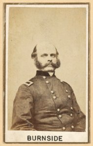 Brig. Gen. Ambrose E. Burnside, head-and-shoulders portrait, head three-quarters to the right, facing front, wearing military uniform LCCN2013646449