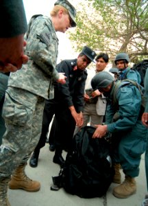 Brig. Gen. Anne Macdonald, NTM-A, and Maj. Gen. Sharif, Commander Afghan National Civil Order Police review members of the force (4527951819) photo
