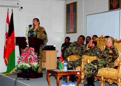 Brig. Gen. Burgio speaks at the Junior Officer Staff Course graduation (4527345985) photo
