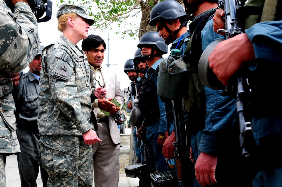 Brig. Gen. Anne Macdonald reviews members of the Afghan National Civil Order Police (4527953525)