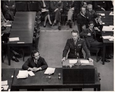 Brig. Gen. Telford Taylor addresses the Court during the Doctors' Trial