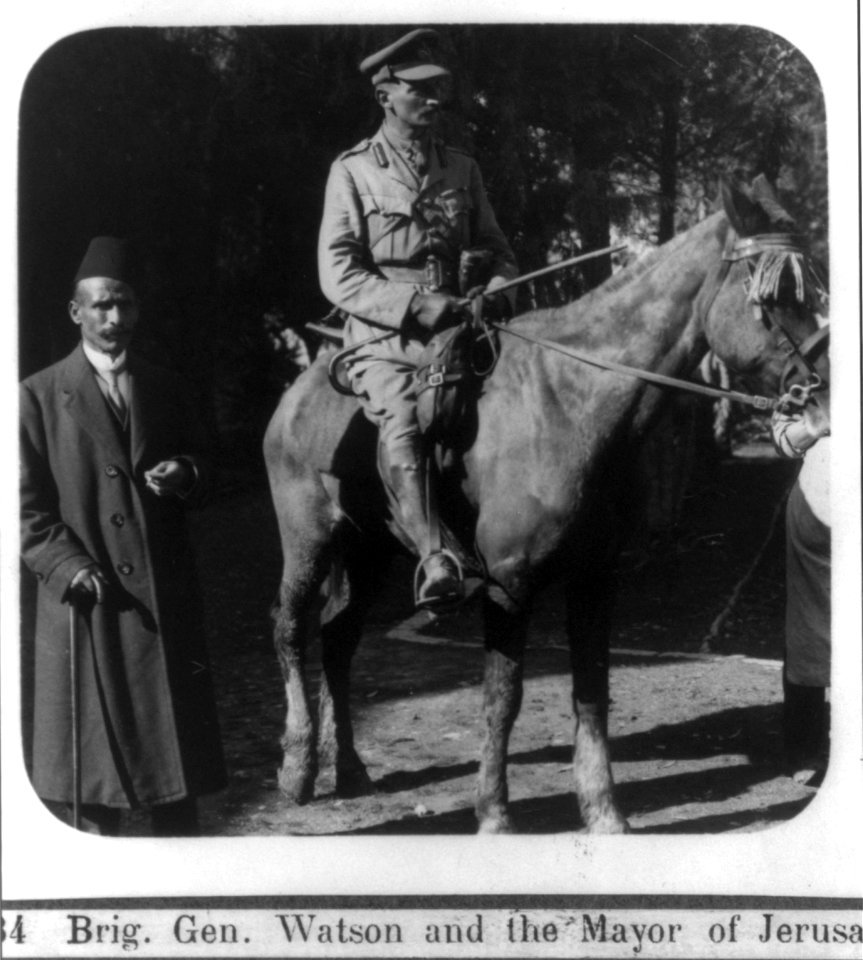 Brig. Gen. Watson (on horseback) and the Mayor of Jerusalem (before the surrender of Jerusalem, Dec. 1917) LCCN2002715356