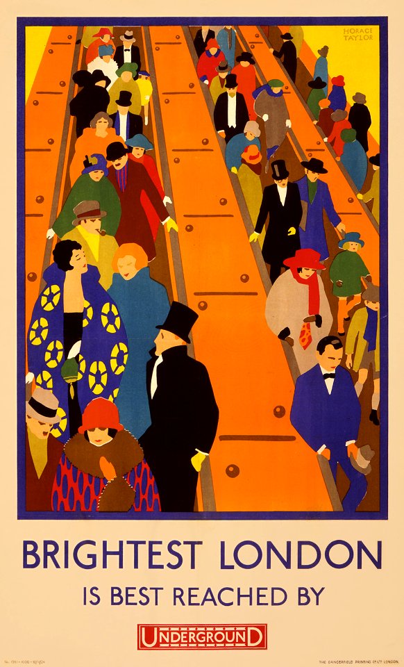 Brightest London is best reached by Underground, subway poster, 1924