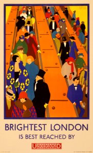 Brightest London is best reached by Underground, subway poster, 1924 photo
