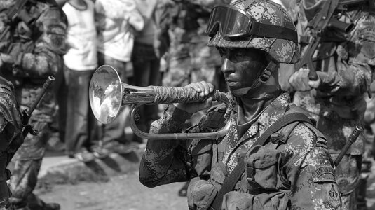 Black and white parade military