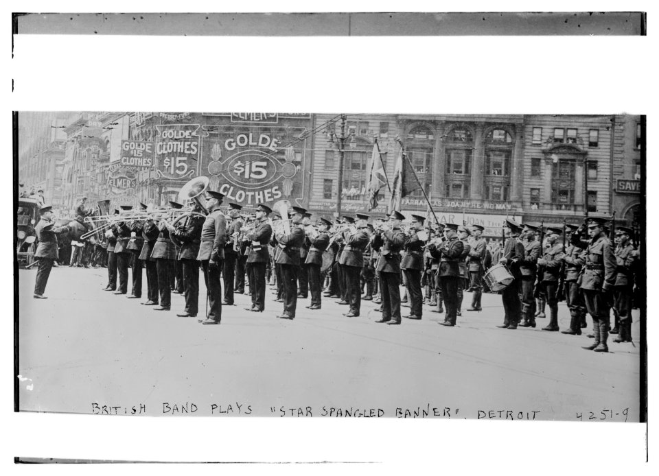 British band plays Star Spangled Banner Detroit LCCN2014704948