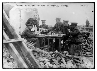 British officers' luncheon in wrecked village LCCN2014704819
