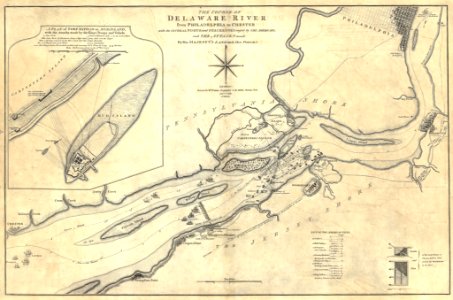 British Revolutionary War map of the Delaware River at Fort Mercer photo