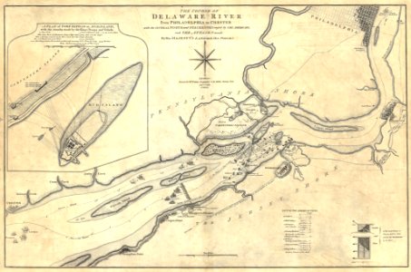 British Revolutionary War map of the Delaware River at Fort Mercer