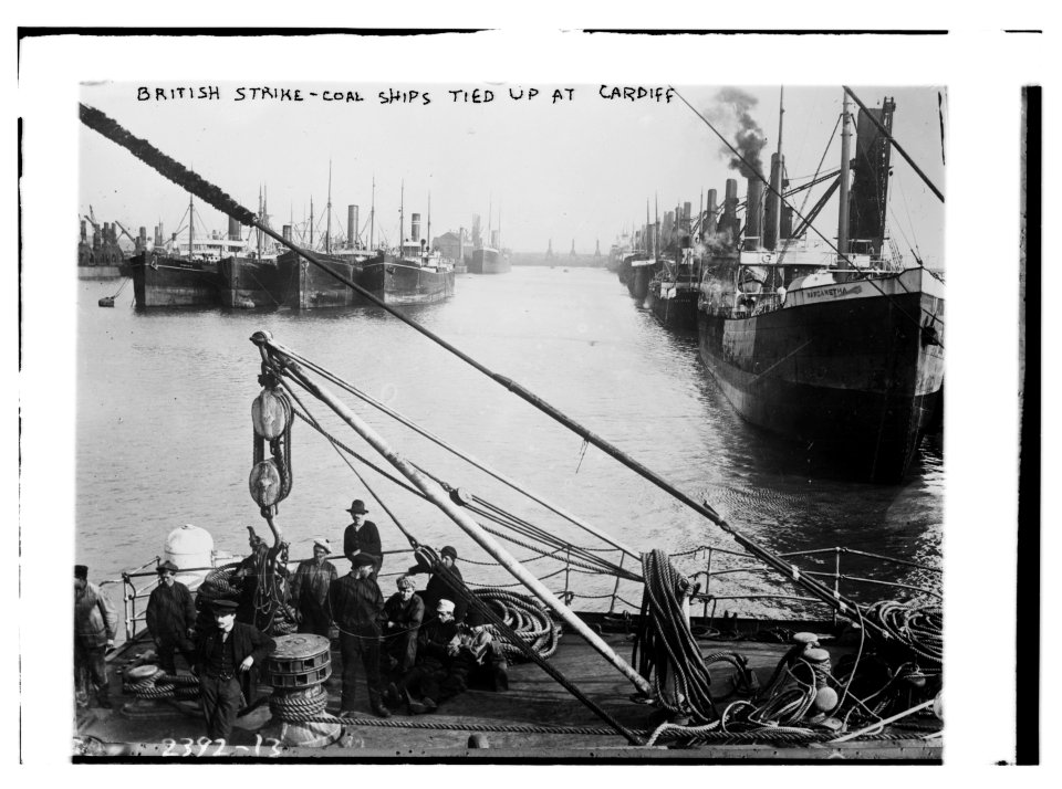 British Strike - coal ships tied tied up at Cardiff LCCN2014690351