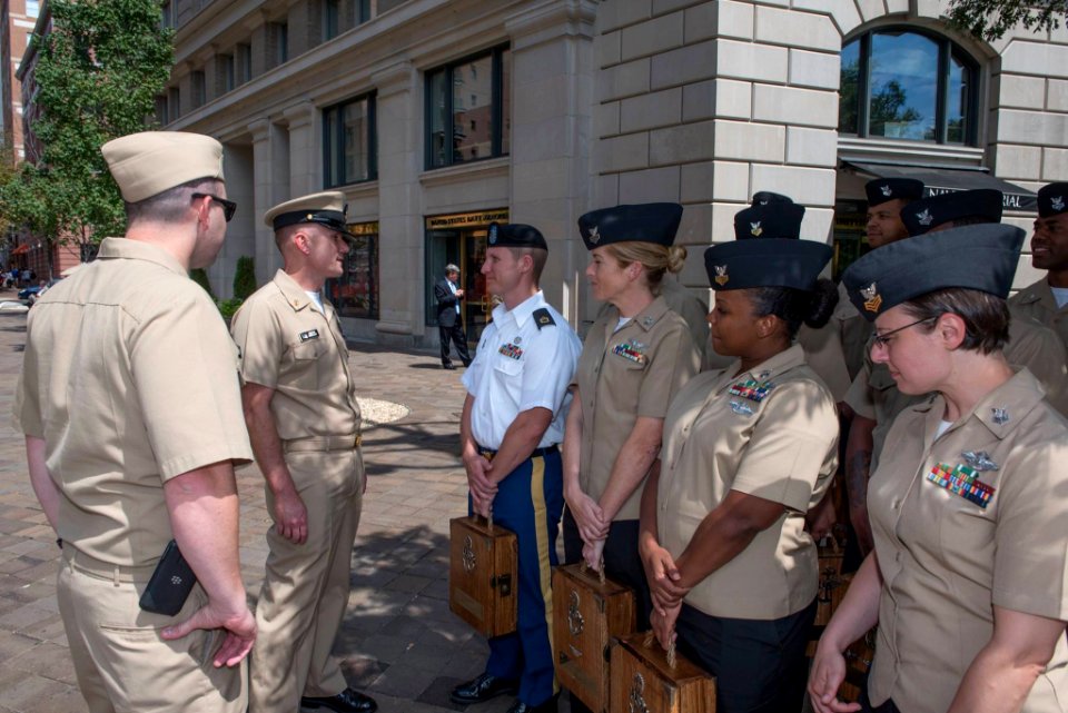 Chief petty officer selectees at United States Navy Memorial in Washington, D.C. (August 2017)