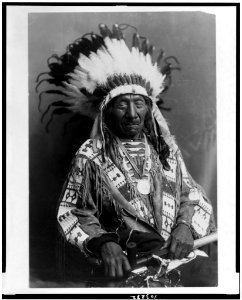 Chief Red Cloud, half-length portrait, seated, facing front; holding peace pipe LCCN91732038