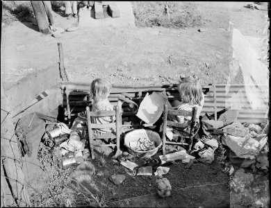 Children of Bill Daniels, miner, in their playhouse. Panther Red Ash Coal Company, Douglas Mine, Panther, McDowell... - NARA - 540993