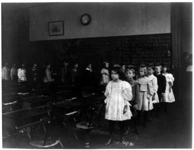 Children marching around the classroom, Washington, D.C. LCCN2001703639