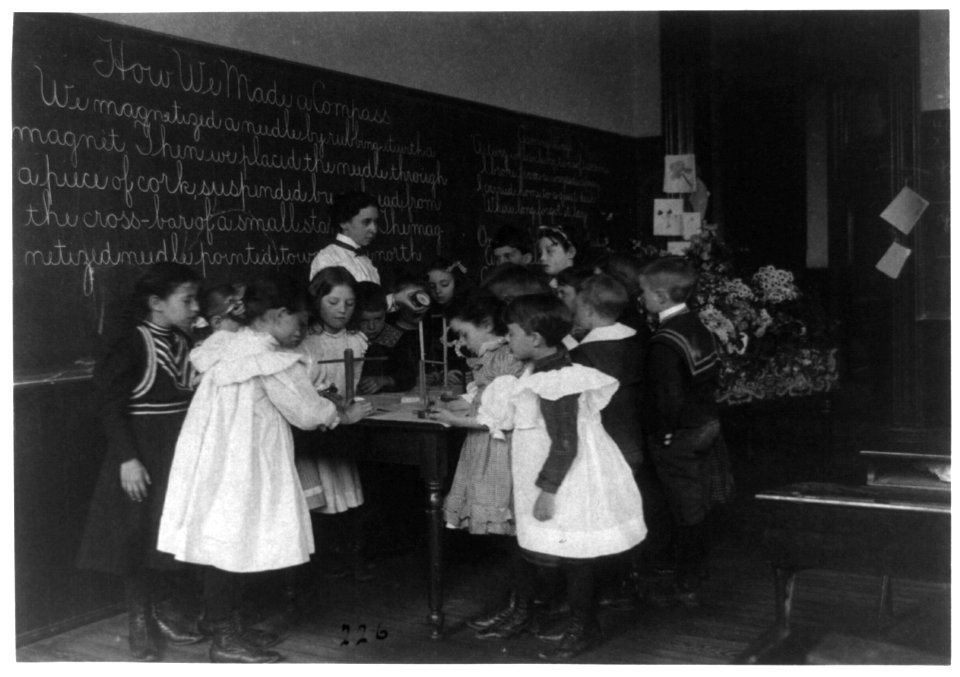 Children in school in Washington, D.C. - learning how a compass is made LCCN2001703723