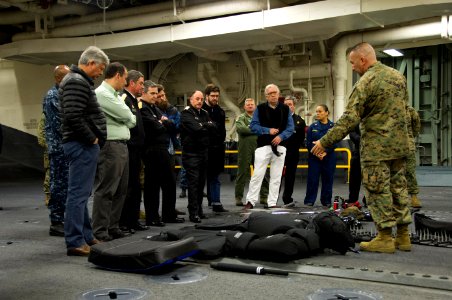 Chilean distinguished visitors aboard USS America 140823-N-MZ309-244