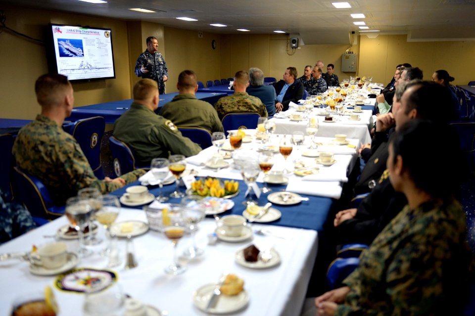 Chilean distinguished visitors aboard USS America 140823-N-LD343-006