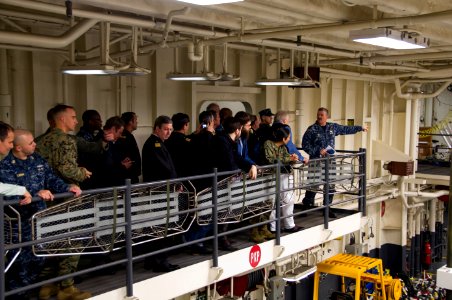 Chilean distinguished visitors aboard USS America 140823-N-MZ309-058