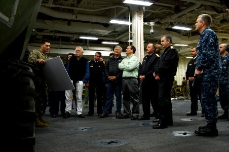 Chilean distinguished visitors aboard USS America 140823-N-MZ309-190