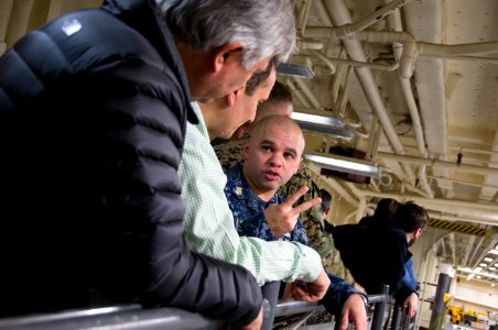 Chilean distinguished visitors aboard USS America 140823-N-MZ309-069