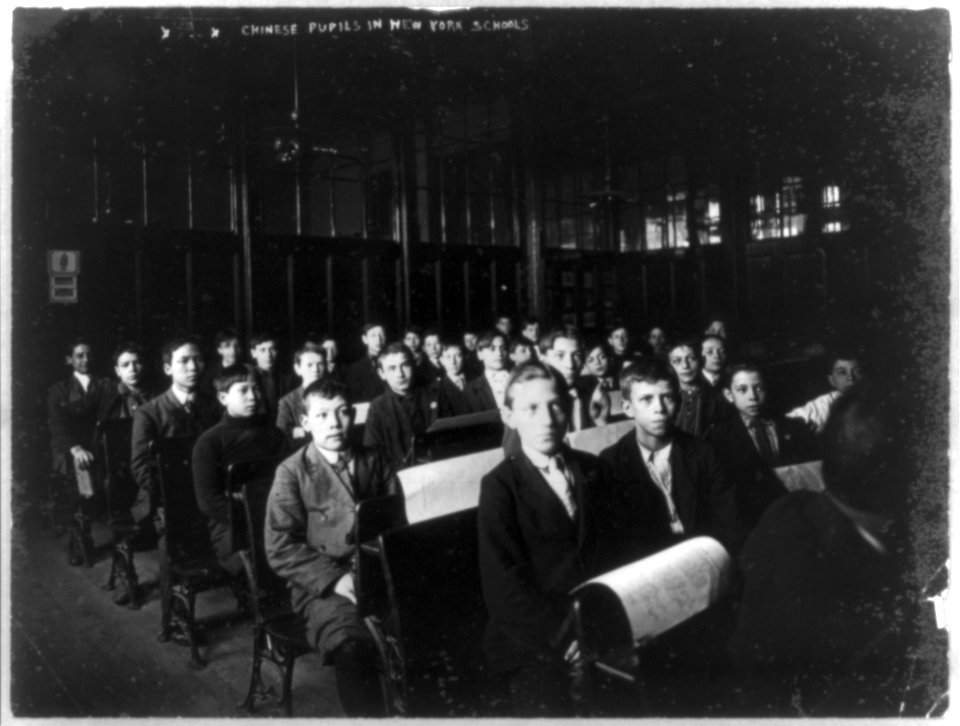 Chinese (and other) pupils in a New York School, seated at desks LCCN2004676507