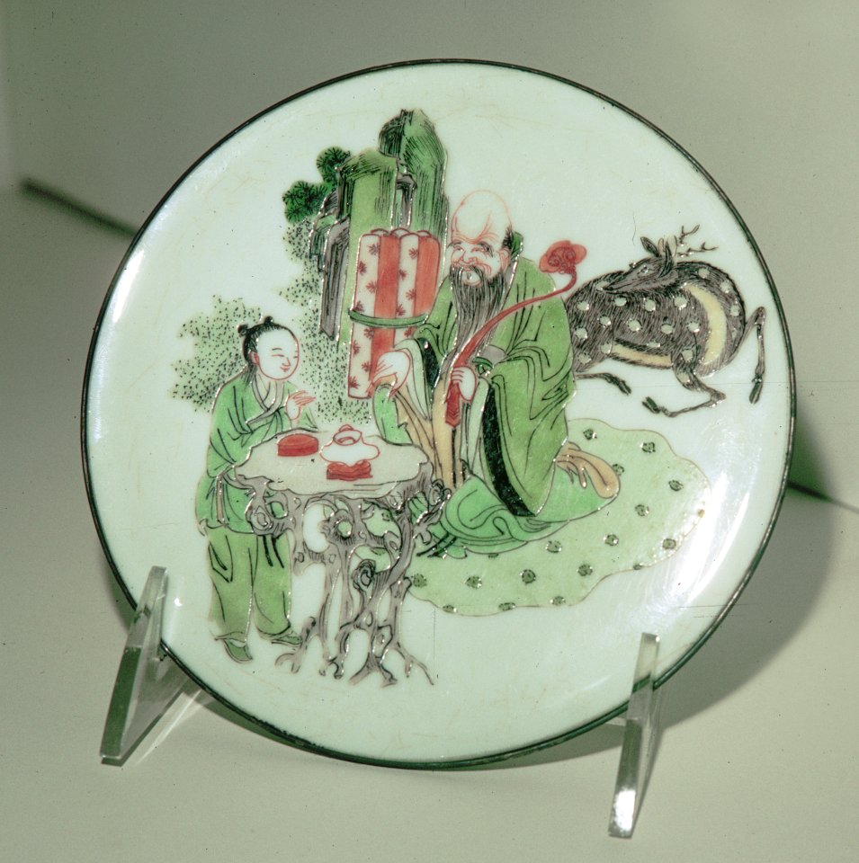 Chinese - Center of a Broken Dish with Shou Lao - Walters 491126