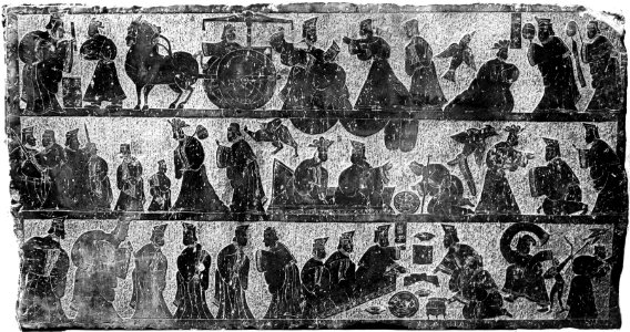 Chinese - Copy of a 2nd-century Han Tomb Relief with Narrative Scenes - Walters 2514