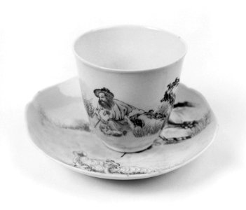 Chinese - Cup and Saucer with Shepherd - Walters 49678 photo