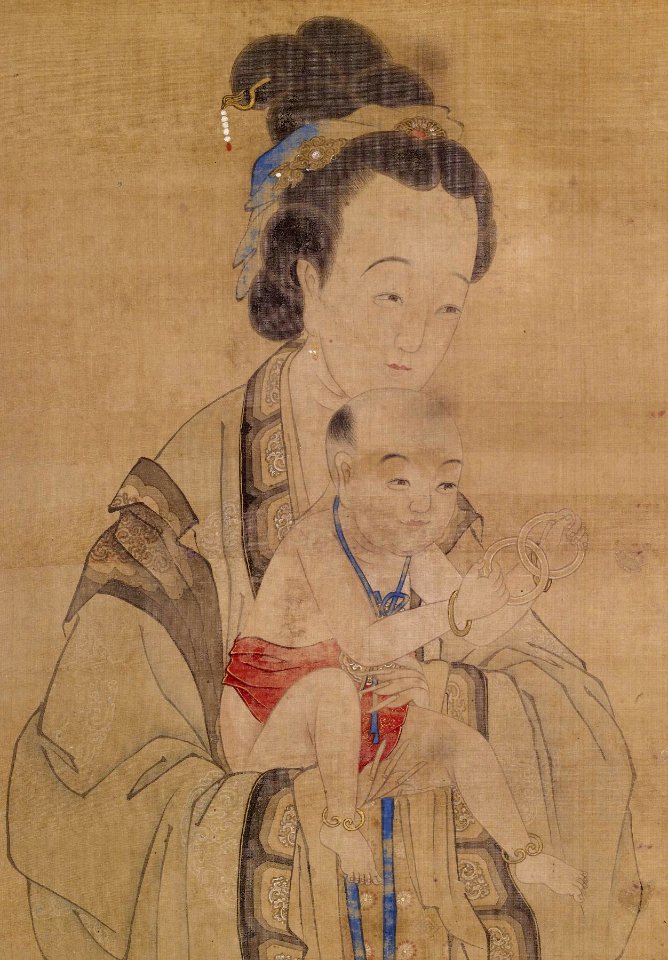 Chinese - Mother Presenting her Prayed-for Child to the Temple - Walters 3521 - Detail