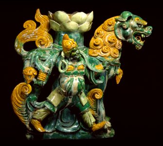 Chinese - Lion Pedestal with Attendant - Walters 49221