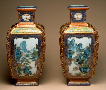 Chinese - Pair of Famille Rose Vases with Landscapes of the Four Seasons - Walters 492044, 492045 - Side B (cropped)