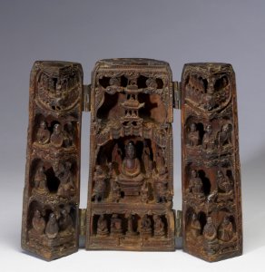Chinese - Portable Buddhist Shrine - Walters 61266 - Front Open