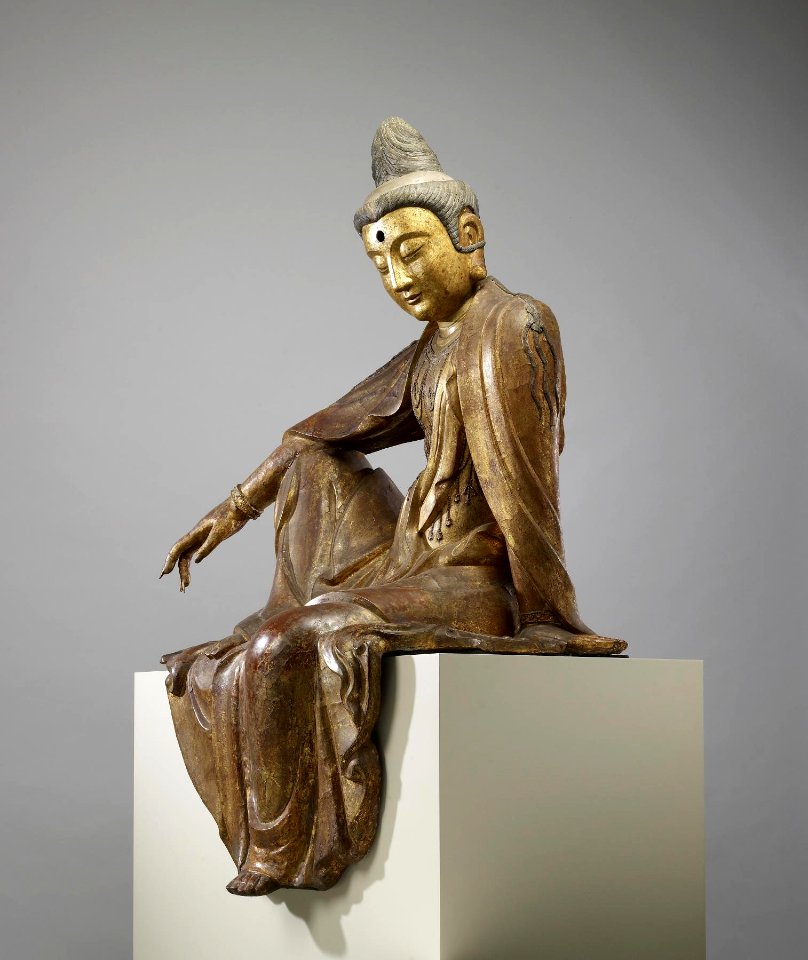 Chinese - Seated Guanyin (Kuan-yin) Bodhisattva - Walters 25256 - Three Quarter Left
