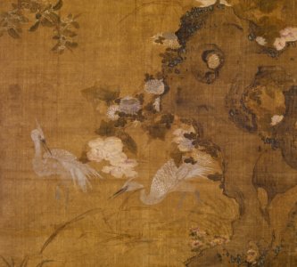 Chinese - Song Birds, Herons, Rock, and Flowering Plants and Tree - Walters 3536 - Detail A
