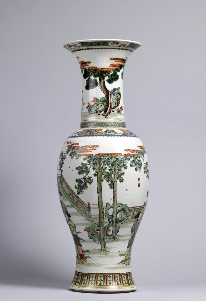Chinese - Vase with Court Scene and Three Star Gods - Walters 492349 - Side C