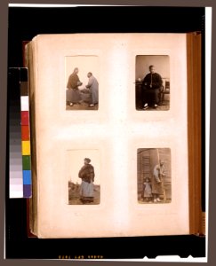 Chinese men greeting each other, a compradore (agent), a Tartar man, and an agricultural laborer with a scythe and a child LCCN2011660119