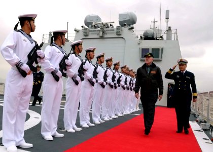 Chinese sailors honor SECNAV Ray Mabus. (8233010580)