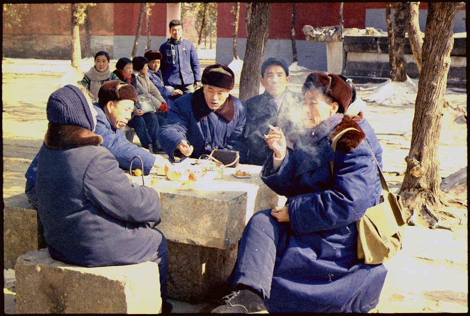 Chinese people having lunch outdoors - NARA - 194422