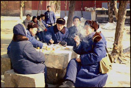 Chinese people having lunch outdoors - NARA - 194422